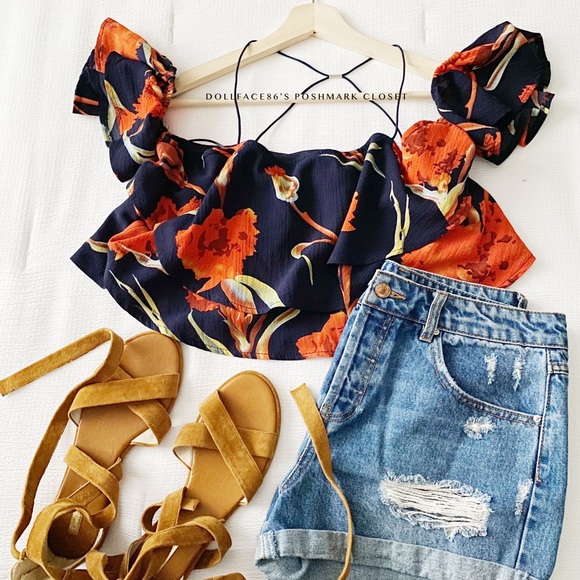 Lulus Floral Print Off Shoulder Crop Top - Picture 3 of 11